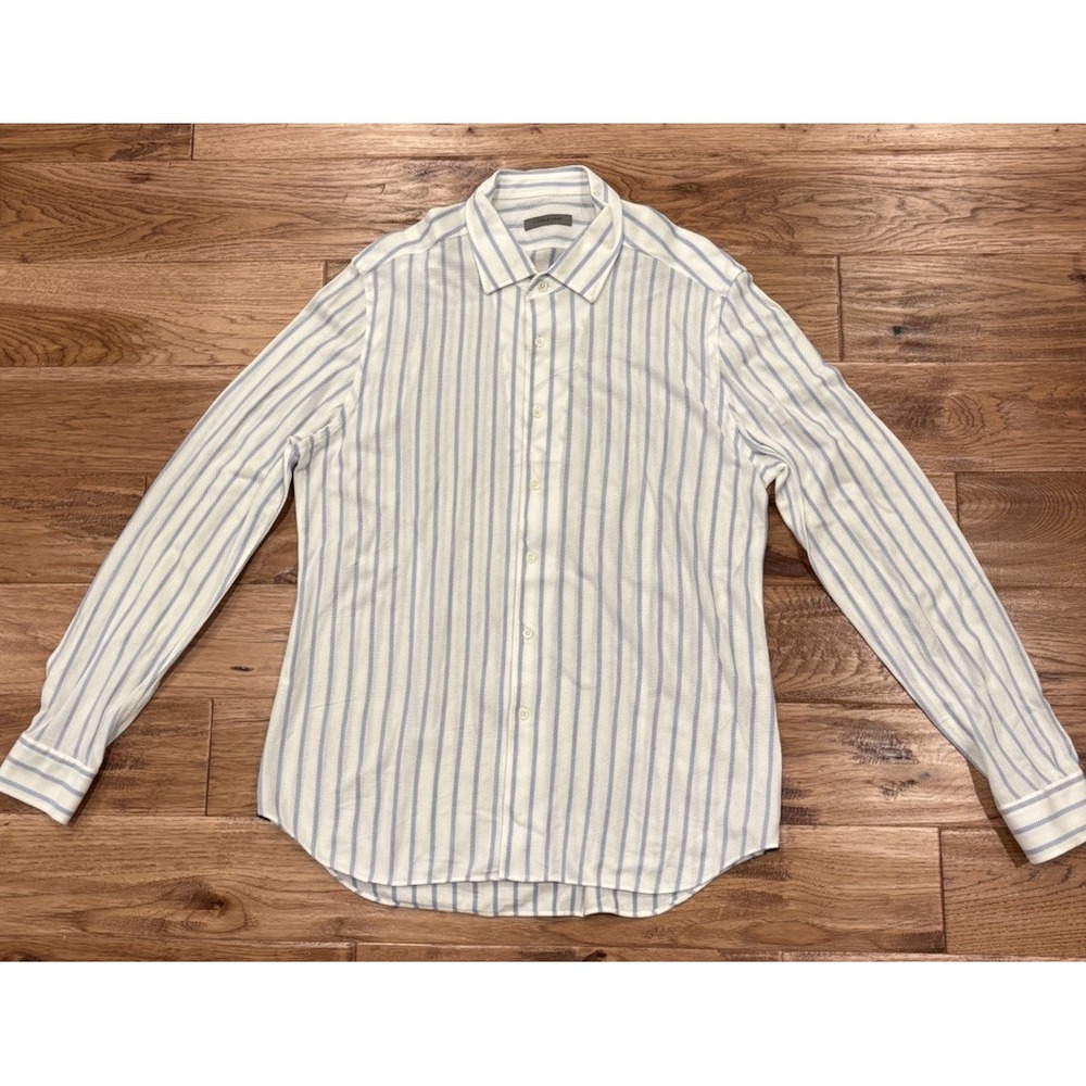 Corneliani Italy Striped Dress Shirt Mother of Pearl Buttons Men's 17.5/44 EUC